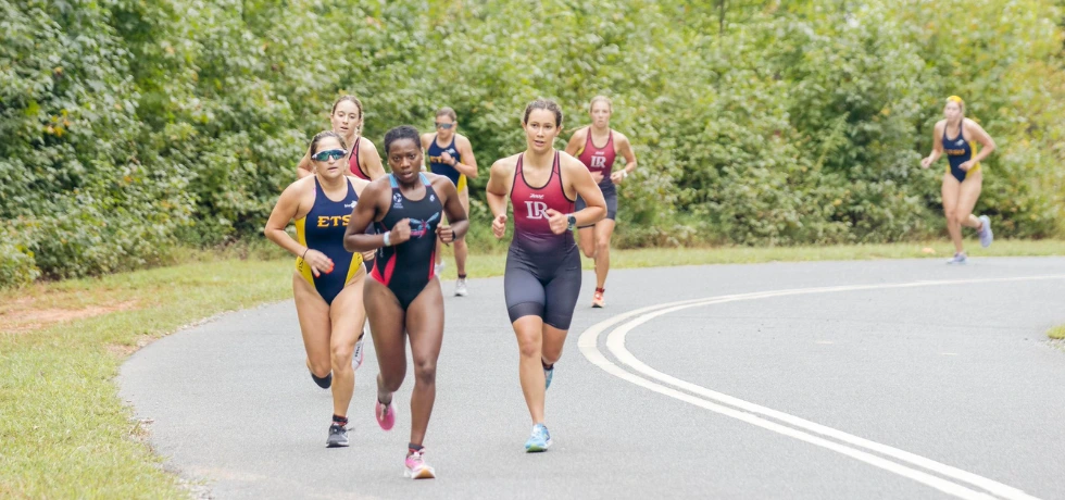 NCAA women's triathlon athletes racing