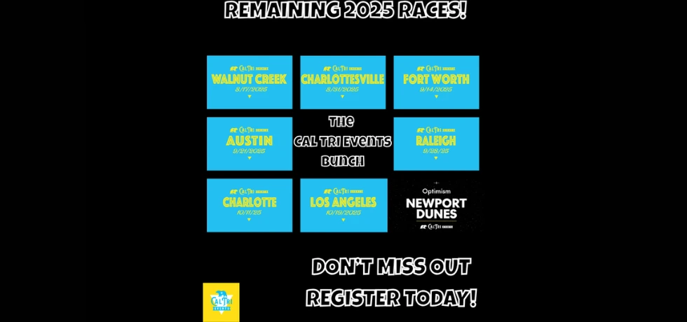 Cal Tri Events $85 all-in August 5 update