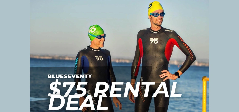 Blueseventy wetsuit rental offer for LA and Newport Dunes athletes